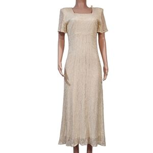 Molly Malloy Vintage 80's 90's Evening Women's  Maxi Metallic Dress Sz 12 fits 8